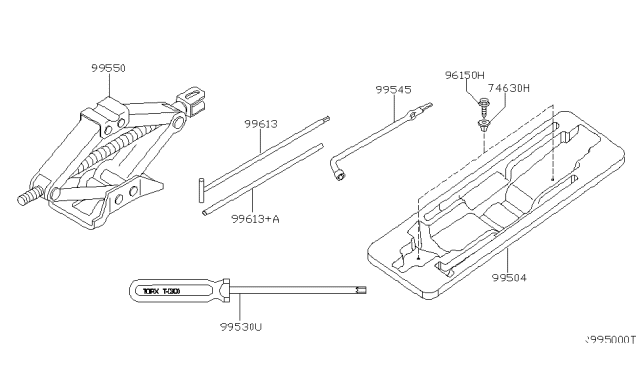 2005 Nissan Xterra Tool Kit & Maintenance Manual Diagram