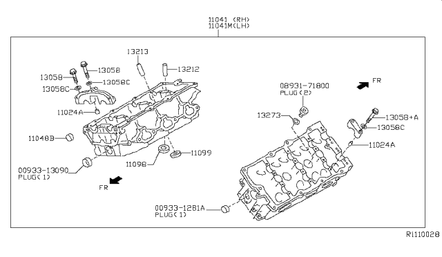 2009 Nissan Xterra Cylinder Head & Rocker Cover Diagram 1