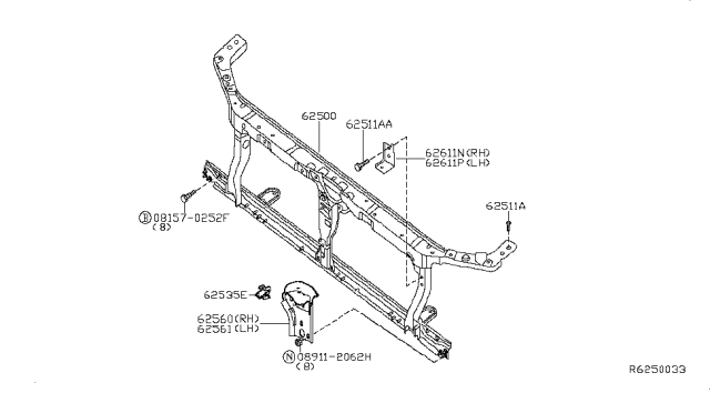 2009 Nissan Xterra Bracket Assembly-Head Lamp,RH Diagram for 26040-ZL00A