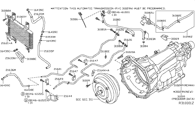 2007 Nissan Xterra Auto Transmission,Transaxle & Fitting Diagram 1