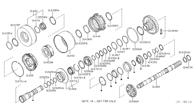 2006 Nissan Xterra Governor,Power Train & Planetary Gear Diagram 1