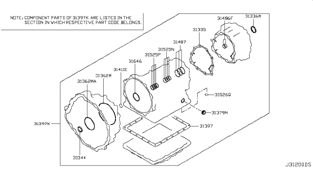 2014 Nissan Xterra Gasket & Seal Kit (Automatic) Diagram 2