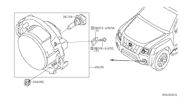 2008 Nissan Xterra Fog,Daytime Running & Driving Lamp Diagram 1