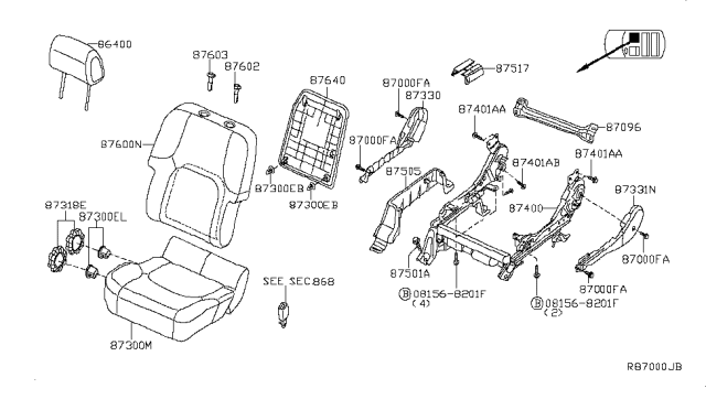 2008 Nissan Xterra Front Seat Diagram 8