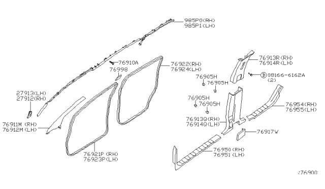 2012 Nissan Xterra Body Side Trimming Diagram