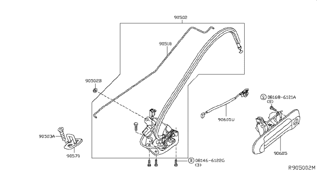 2015 Nissan Xterra Back Door Lock & Handle Diagram