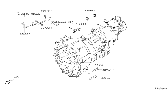 2006 Nissan Xterra Manual Transmission, Transaxle & Fitting Diagram 1