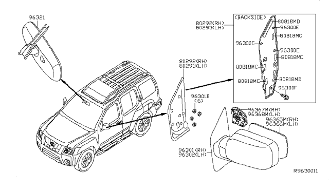 2009 Nissan Xterra Rear View Mirror Diagram 2