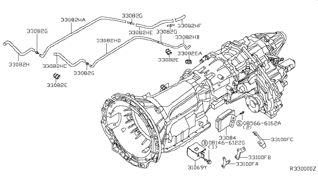 2012 Nissan Xterra Transfer Assembly & Fitting Diagram 1