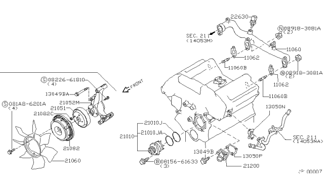 2005 Nissan Xterra Water Pump, Cooling Fan & Thermostat Diagram