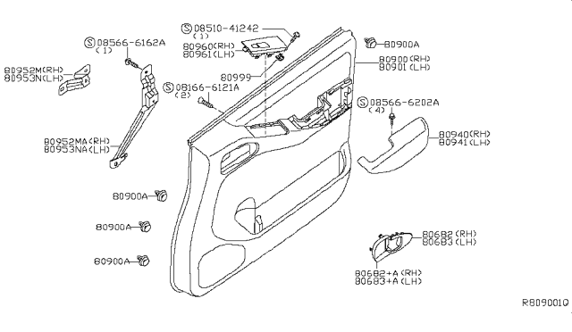 2008 Nissan Xterra Escutcheon-Front Door Inside Handle,LH Diagram for 80683-EA804