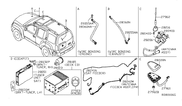 2013 Nissan Xterra Antenna Assembly Diagram for 28206-EA000