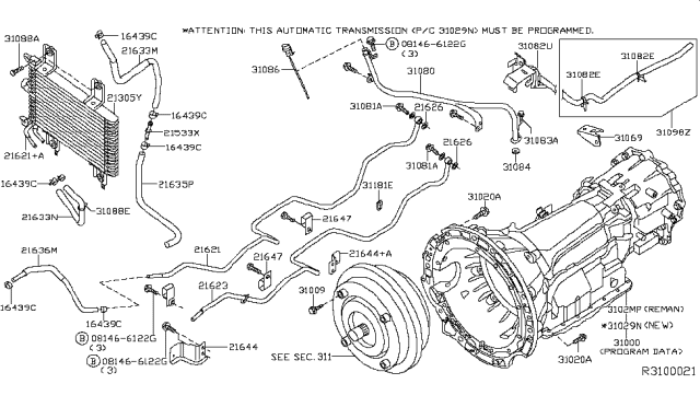 2008 Nissan Xterra Auto Transmission,Transaxle & Fitting Diagram 5