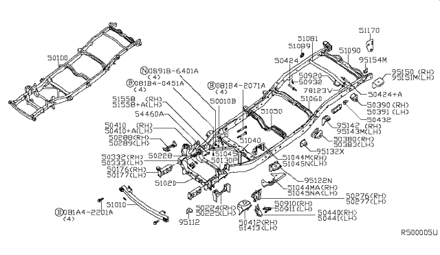 2015 Nissan Xterra Bracket-Abs Sensor Diagram for 50932-EA030