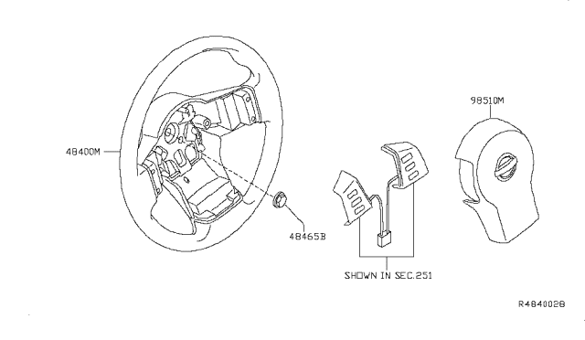 2014 Nissan Xterra Steering Wheel Assembly W/O Pad Diagram for 48430-9CF0B