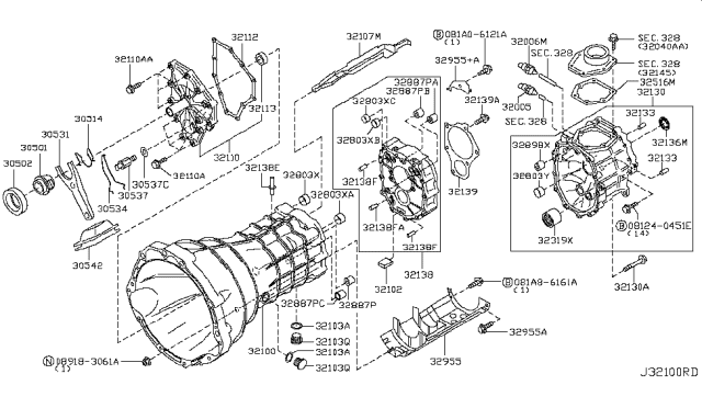 2012 Nissan Xterra Transmission Case & Clutch Release Diagram 1