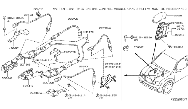 2013 Nissan Xterra Blank Engine Control Module Diagram for 23703-9CF0A