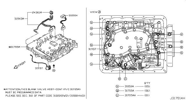 2010 Nissan Xterra Control Valve (ATM) Diagram 1