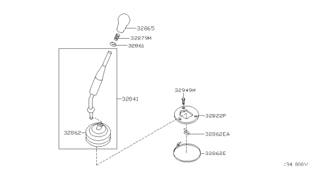 2014 Nissan Xterra Knob-Control Lever Diagram for 32865-9CG0A