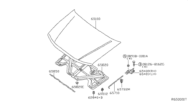 2007 Nissan Xterra INSULATOR Hood Diagram for 65840-EA00A