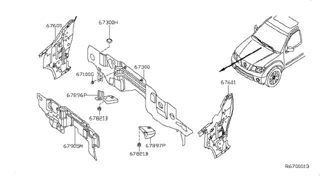 2011 Nissan Xterra Dash Panel & Fitting Diagram