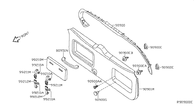 2007 Nissan Xterra Back Door Trimming Diagram