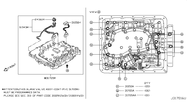 2012 Nissan Xterra Control Valve (ATM) Diagram