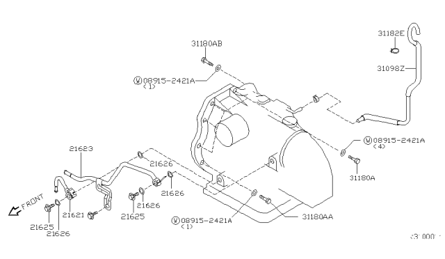 2002 Nissan Sentra Auto Transmission,Transaxle & Fitting Diagram 6