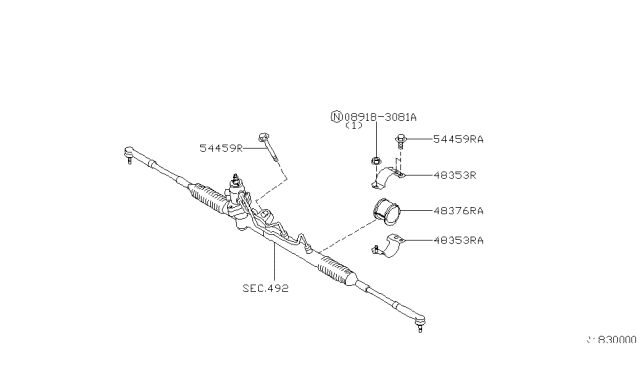 2001 Nissan Sentra Steering Gear Mounting Diagram