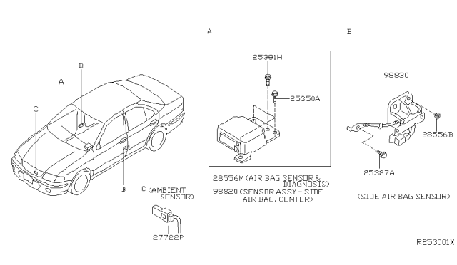 2003 Nissan Sentra Sensor-Side Air Bag,RH Diagram for 98830-4Z425