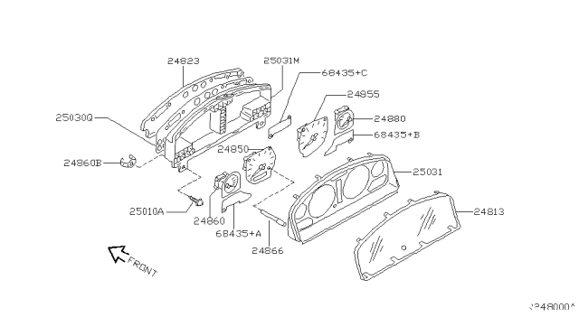 2002 Nissan Sentra Speedometer Assembly Diagram for 24820-4Z411