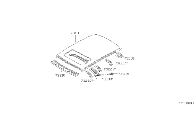 2001 Nissan Sentra Roof Panel & Fitting Diagram 2