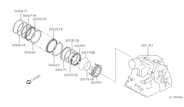 2002 Nissan Sentra Clutch & Band Servo Diagram 1