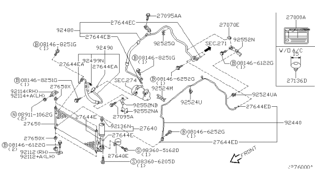 2002 Nissan Sentra Condenser,Liquid Tank & Piping Diagram 1