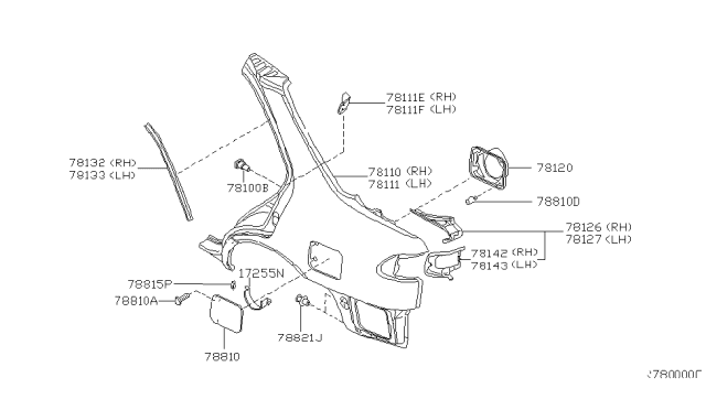 2006 Nissan Sentra Rear Fender & Fitting Diagram