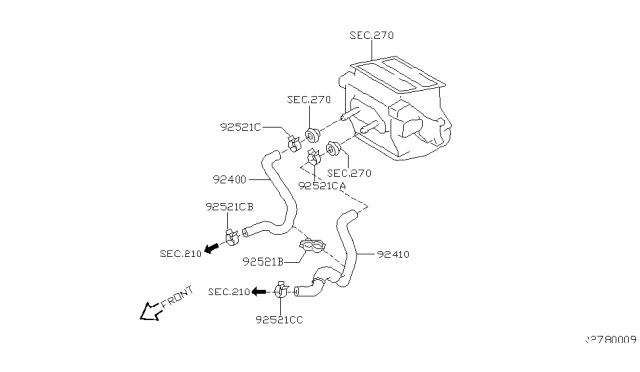 2002 Nissan Sentra Hose-Heater,Outlet Diagram for 92410-6M200