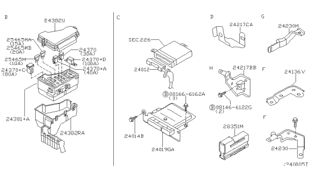 2004 Nissan Sentra Harness-Engine Room Diagram for 24012-ZG000