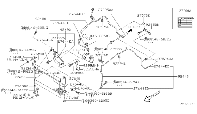 2002 Nissan Sentra Condenser,Liquid Tank & Piping Diagram 5