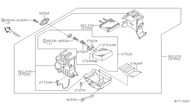 2003 Nissan Sentra Evaporator Assy-Cooler Diagram for 27280-4Z400