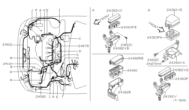 2001 Nissan Sentra Cable Assy-Battery Earth Diagram for 24080-5M000