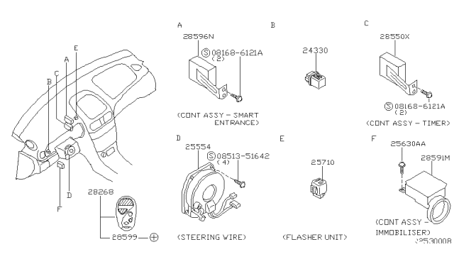 2000 Nissan Sentra Switch Assembly-Remote Diagram for 28268-5M000