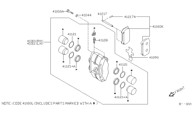 2006 Nissan Sentra Front Brake Pads Kit Diagram for 41060-ZG225