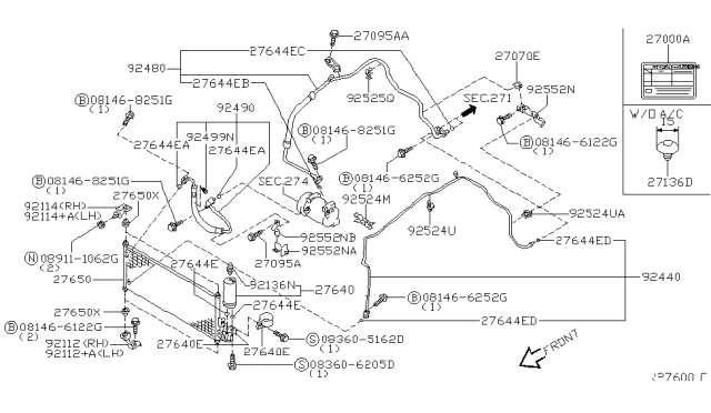 2001 Nissan Sentra Condenser,Liquid Tank & Piping Diagram 2