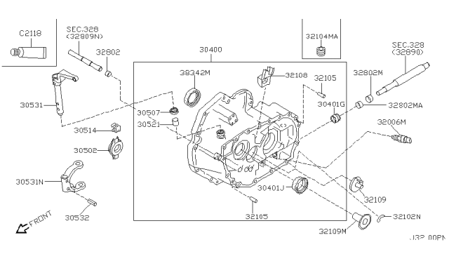 2004 Nissan Sentra Transmission Case & Clutch Release Diagram 1