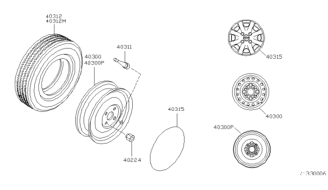 2003 Nissan Sentra Wheel Assy-Disk Diagram for 40300-4Z009