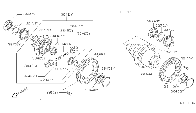 2000 Nissan Sentra Gear Drive SPEEDOMETER Diagram for 32701-D2100