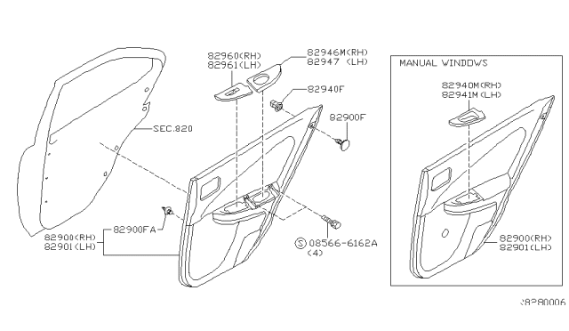 2005 Nissan Sentra Pad-Rear Door Armrest,RH Diagram for 82946-5M004