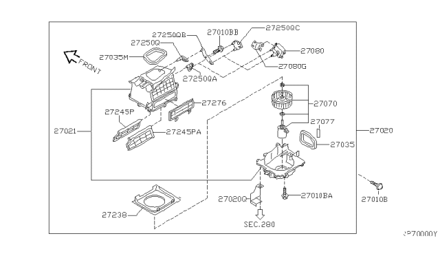 2003 Nissan Sentra Blower Assy-Front Diagram for 27200-6Z500