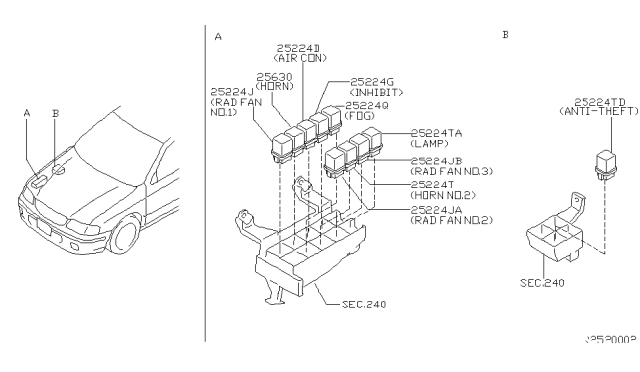 2000 Nissan Sentra Relay Diagram for 25230-79966