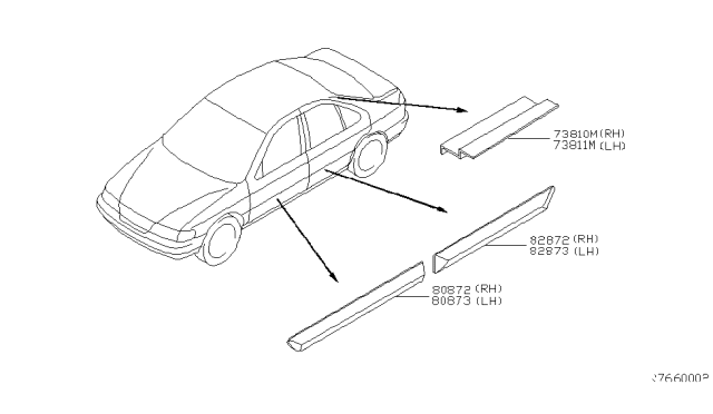 2003 Nissan Sentra MOULDING - Rear Door, LH Diagram for 82871-6Z801